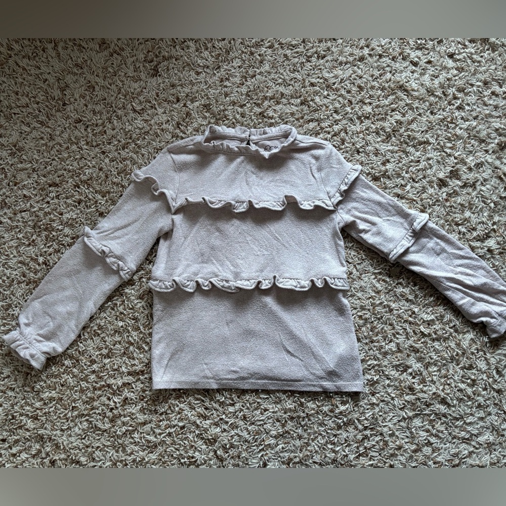 Art Class Cream Ruffled Kids Girls Blouse Size 5T